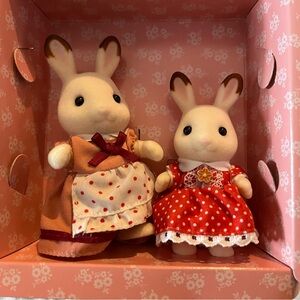 2 Calico Critters Sylvanian Hopscotch Chocolate Rabbits Mom Daughter Pair NEW